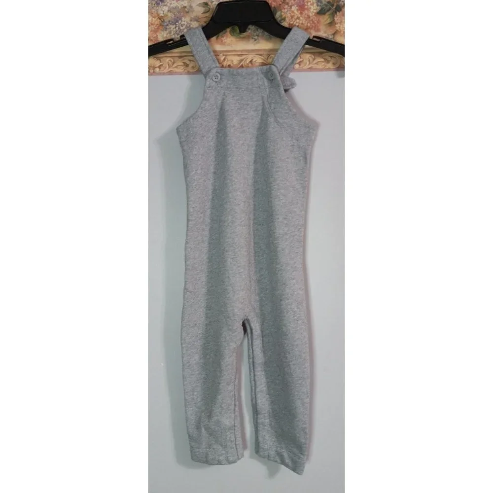 Moon and Back Hanna Andersson 3 Grey Fleece Unisex Adjustable Jumpsuit